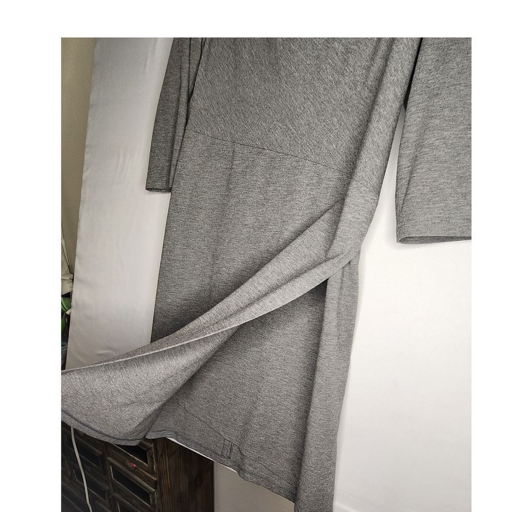 Lafayette 148 New York Cowl Neck Knee Length Sheath Dress Gray Size 14 - Picture 4 of 6